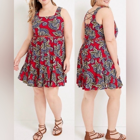 Maurices Floral Skater Dress Women’s Size 2X NEW - Picture 2 of 10